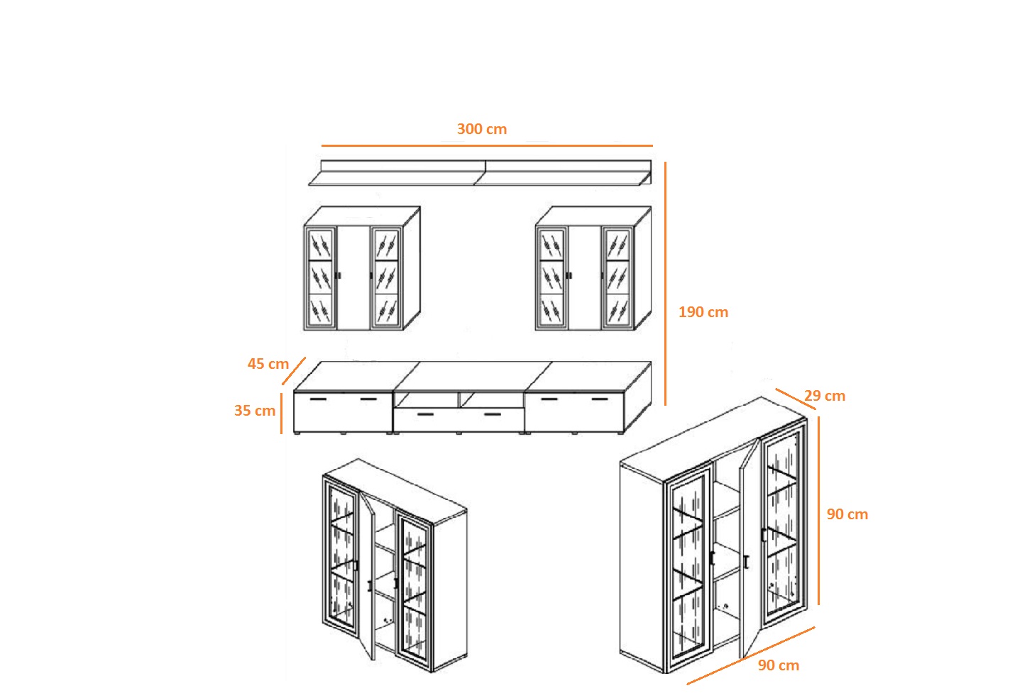 dimensions du meuble tv blanc laqué design